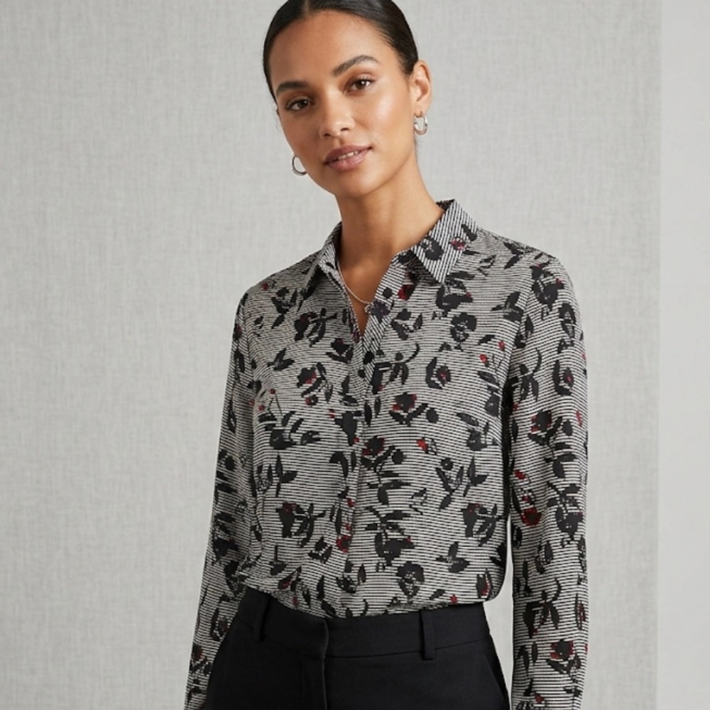 Candies Floral Striped Button Down Shirt L | Dark Academia Cottagecore